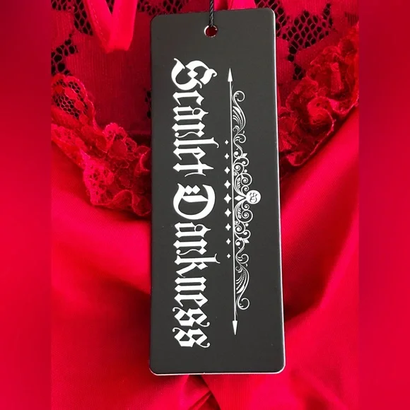 Scarlet darkness Lace Patchwork Hollowed-out Front A-Line Dress NWT - Picture 9 of 12